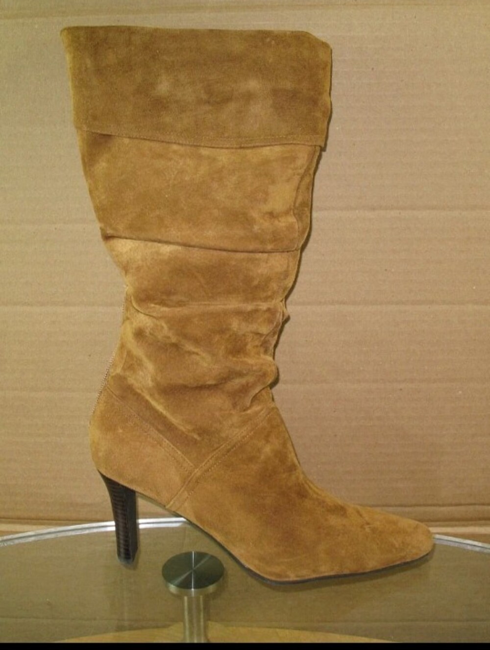 White Mountain Slouch Boots 90s Stiletto Tan Brown Suede  Women's Size 8